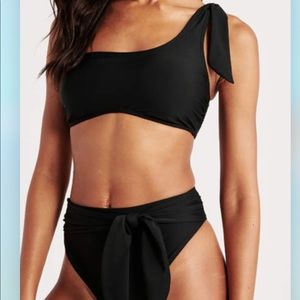 abercrombie high waisted tie bikini set